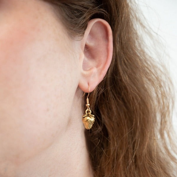 Gold Strawberry Drop Earrings | Birch Jewellery | boogie + birdie