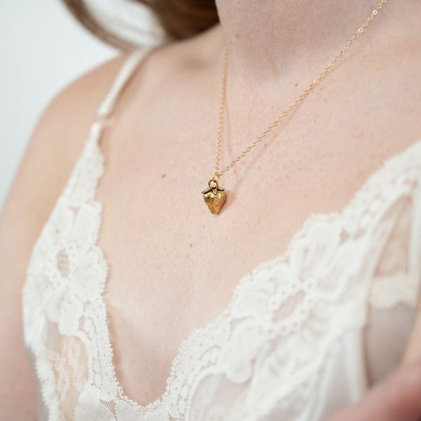 Gold Strawberry Necklace | Birch Jewellery | boogie + birdie