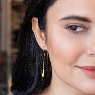 Refined Gold Teardrop Threader Earrings | Scout | boogie + birdie