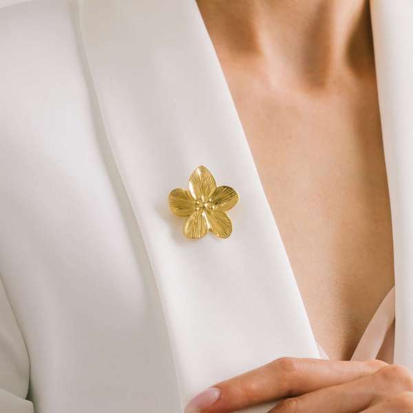 Gold Textured Flower Waterproof Brooch | Lover's Tempo | boogie + birdie