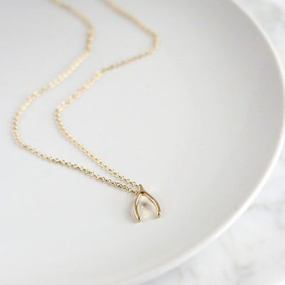 Gold Wishbone Necklace | Birch Jewellery | boogie + birdie