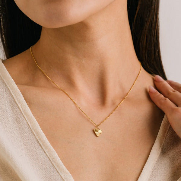 Gold Fluted Heart Waterproof Necklace | Lover’s Tempo | boogie + birdie