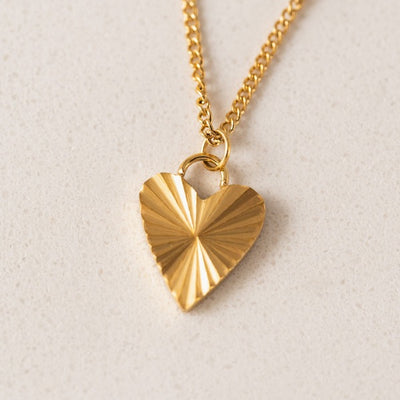 Gold Fluted Heart Waterproof Necklace | Lover’s Tempo | boogie + birdie