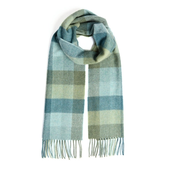 Green & Blue Check Lambswool Scarf | Foxford | boogie + birdie