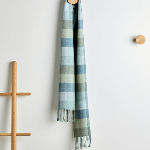 Green & Blue Check Lambswool Scarf | Foxford | boogie + birdie
