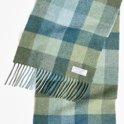 Green & Blue Check Lambswool Scarf | Foxford | boogie + birdie