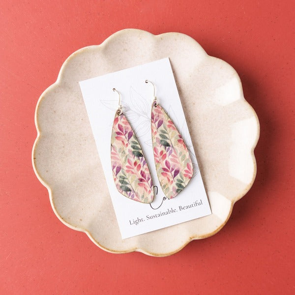 Green & Fuchsia Leaves Small Wing Earrings | Hello Lovely | boogie + birdie
