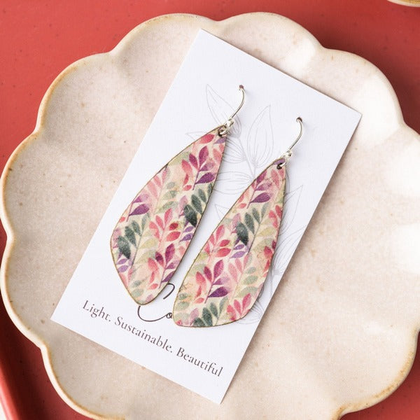 Green & Fuchsia Leaves Small Wing Earrings | Hello Lovely | boogie + birdie
