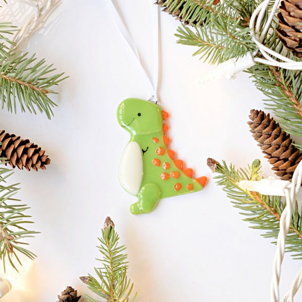 Glass  Green Dinosaur Ornament | Station Pole Nord | boogie + birdie
