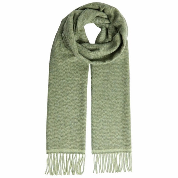 Green Herringbone Lambswool Scarf | Foxford | boogie + birdie