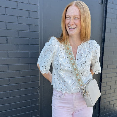 Cream Stevie Crossbody Strap | espe vegan bags | boogie + birdie