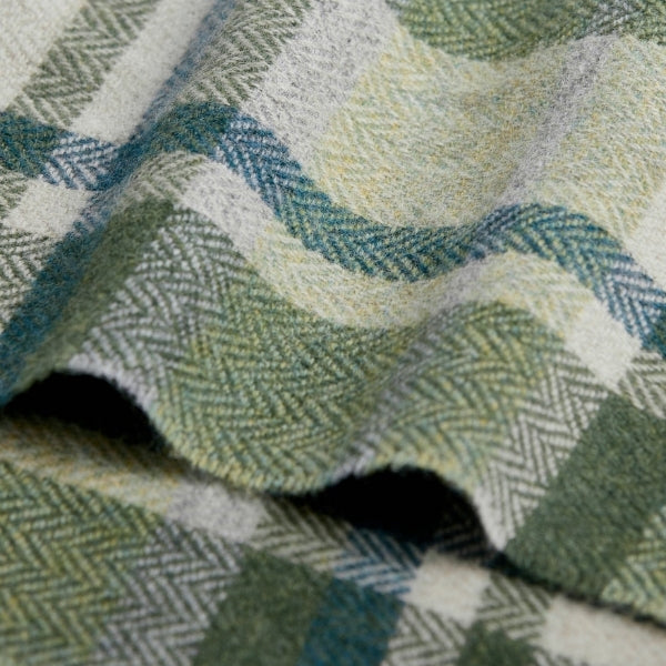 Green, Turquoise & Cream Tartan Lambswool Scarf | Foxford | boogie + birdie