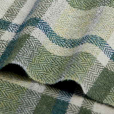 Green, Turquoise & Cream Tartan Lambswool Scarf | Foxford | boogie + birdie