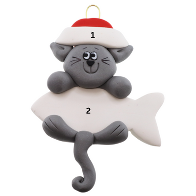 Personalized Grey Cat Hanging Ornament | Ornamentopia | boogie + birdie