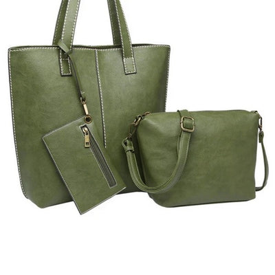 Olive with White Stitching 3-in-1 Tote Bag | Bags + Wallets | boogie + birdie