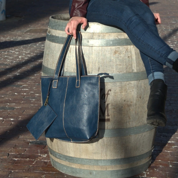 Black with White Stitching Tote Bag | Bags + Wallets | boogie + birdie