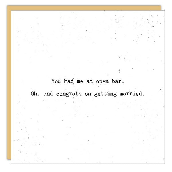 You Had Me at Open Bar Wedding Card (SLG1143) | Cedar Mountain | boogie + birdie