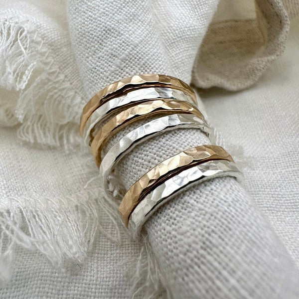Silver Large Hammered Ring | Open Fire | boogie + birdie
