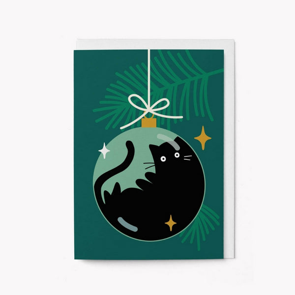Hanging Around Christmas Cat Christmas Card | Graphic Factory| boogie + birdie