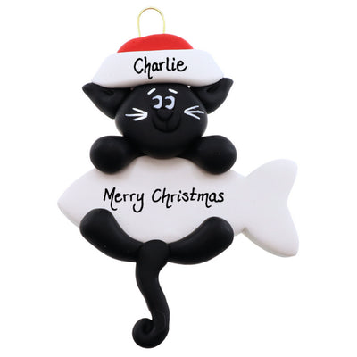 Personalized Black Cat Hanging Ornament | Ornamentopia | boogie + birdie