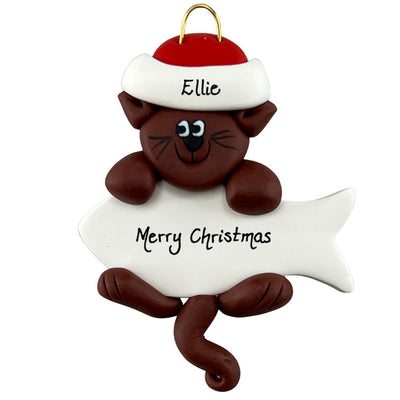 Personalized Brown Cat Hanging Ornament | Ornamentopia | boogie + birdie