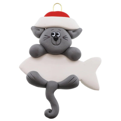 Personalized Grey Cat Hanging Ornament | Ornamentopia | boogie + birdie