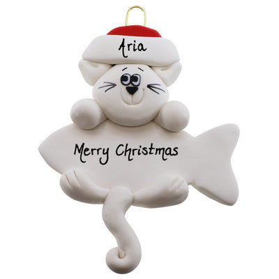 Personalized White Cat Hanging Ornament | Ornamentopia | boogie + birdie