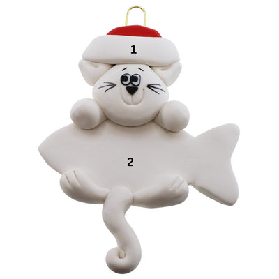 Personalized White Cat Hanging Ornament | Ornamentopia | boogie + birdie