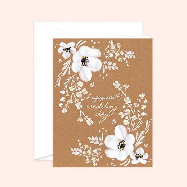 Kraft Floral Wedding Card  | Almeida Illustrations | boogie + birdie