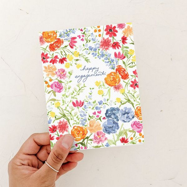 Floral Happy Engagement Card | Almeida Illustrations | boogie + birdie