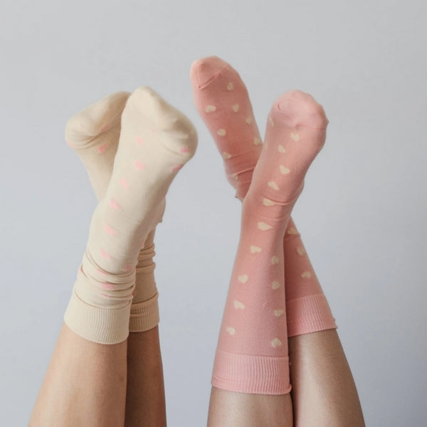 Pink Have a Heart Pima Cotton Socks | Pack of 2 | Pokoloko | boogie + birdie