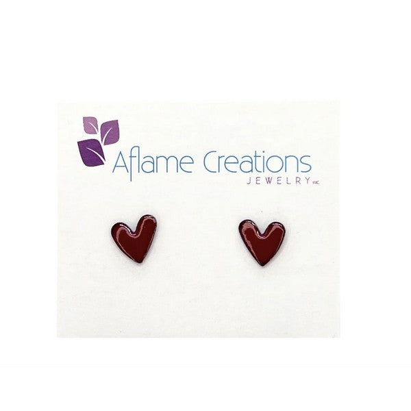 Red Heart Enamel Stud Earrings | Aflame Jewellery | boogie + birdie
