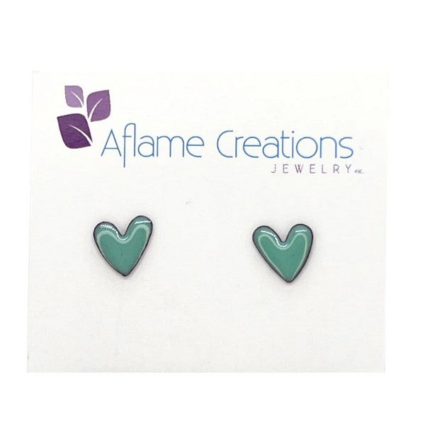 Aqua Heart Enamel Stud Earrings | Aflame Jewellery | boogie + birdie