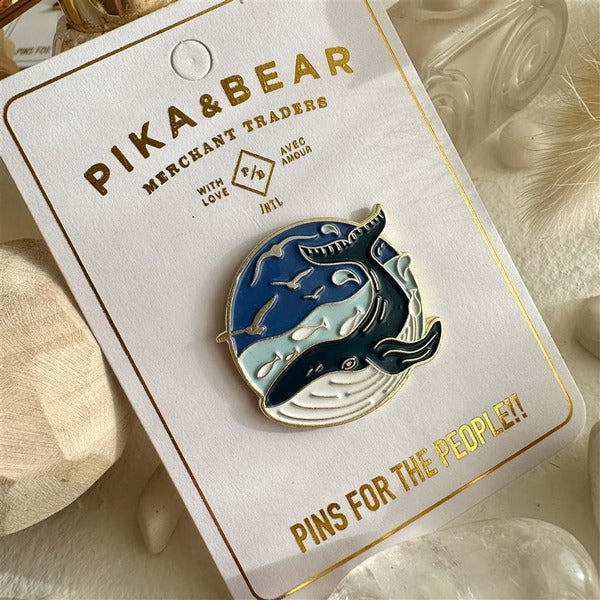 Herman Blue Whale Enamel Pin (P23HERMAN) | Pika & Bear | boogie + birdie