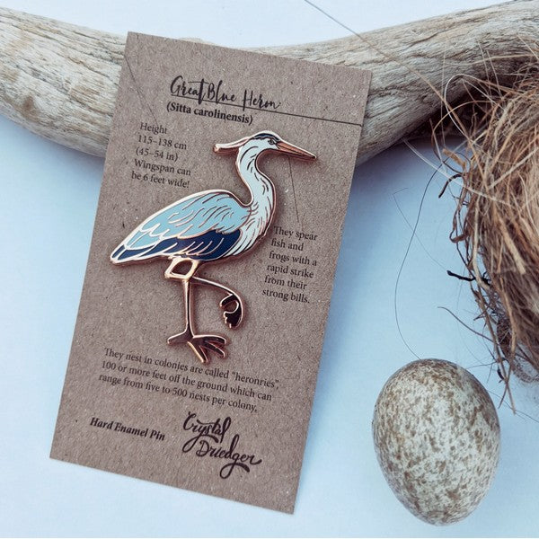 Heron Enamel Pin | Crystal Driedger | boogie + birdie