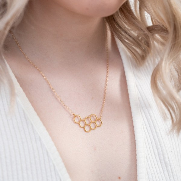 Gold Honeycomb Necklace | Birch Jewellery | boogie + birdie