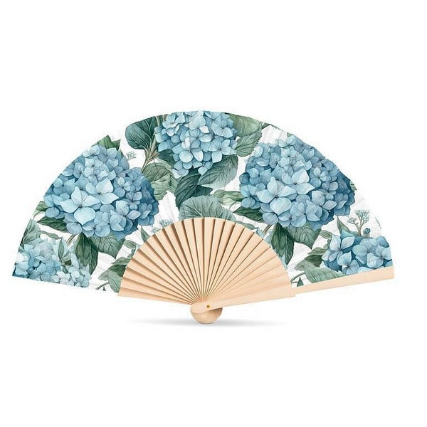 Blue Hydrangea Hand Fan (20-FANSI-012) | Accessories | boogie + birdie