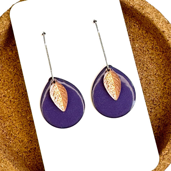 Iris Leaf Enamel Teardrop Earrings  | Aflame Creations | boogie + birdie