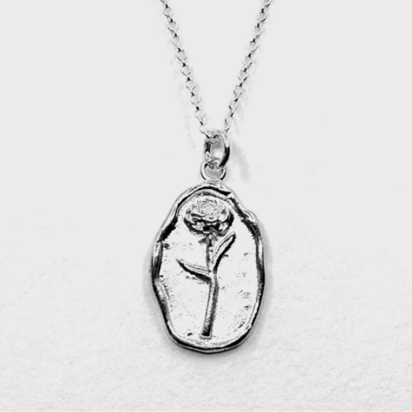 Silver January Birth Month Flower Necklace | Carnation | boogie + birdie