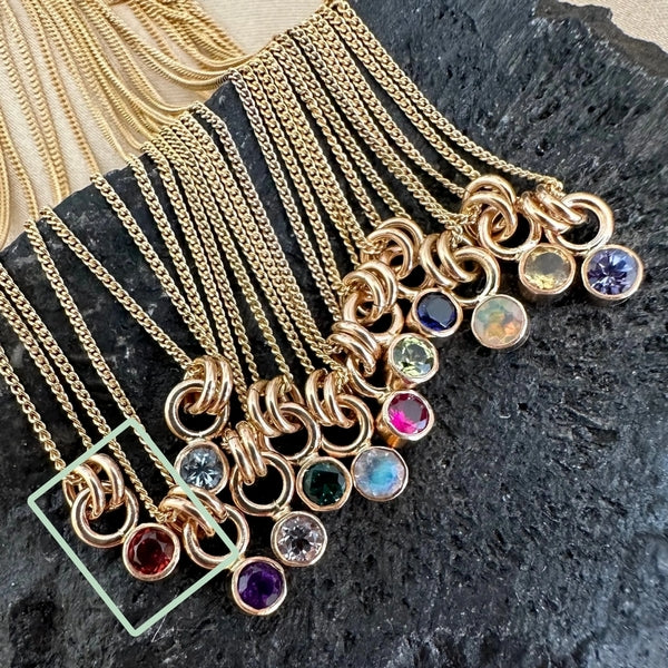 Gold Garnet Kindred Birthstone Necklace | Open Fire | boogie + birdie
