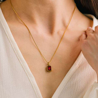 Gold July Waterproof Birthstone Necklace | Lover's Tempo | boogie + birdie