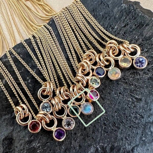 Gold Moonstone Kindred Birthstone Necklace | Open Fire | boogie + birdie