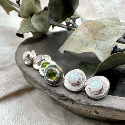 Silver Opal Reclaim Stud Earrings | Open Fire | boogie + birdie