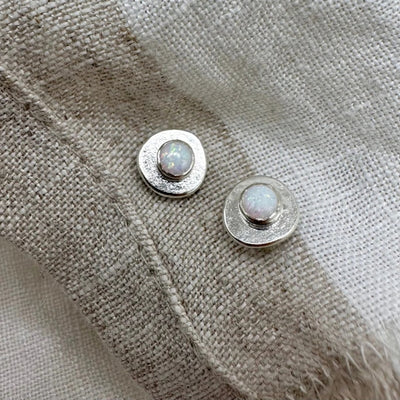 Silver Opal Reclaim Stud Earrings | Open Fire | boogie + birdie