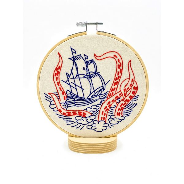 Kraken & Ship DIY Embroidery Kit | Hook, Line & Tinker | boogie + birdie