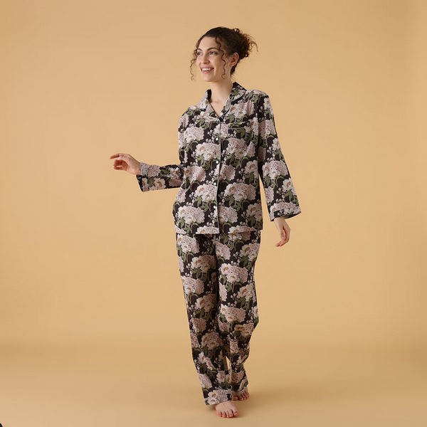Lainey Cotton Pajama Set | Mahogany | boogie + birdie

