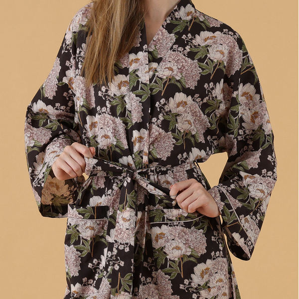 Lainey Cotton Robe | Mahogany | boogie + birdie

