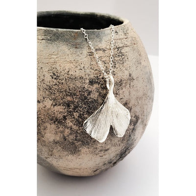 Large Silver Ginkgo Necklace