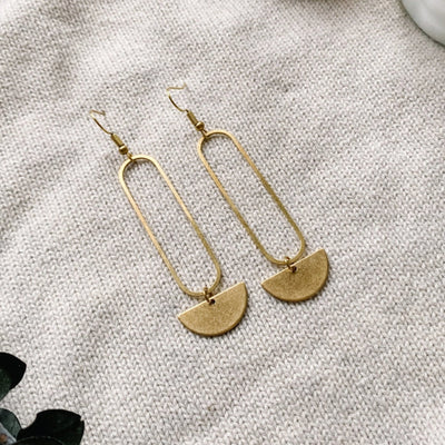 Brass Large Oval Drop Earrings | whitebirch handmade | boogie + birdie
