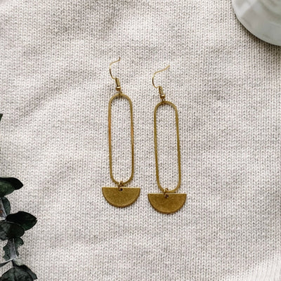 Brass Large Oval Drop Earrings | whitebirch handmade | boogie + birdie